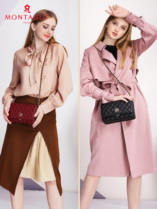 Montagut Bag Small Fragrant Wind Lingge Chain Bag Genuine Leather All-Match Shoulder Bag Messenger Small Bag Female Bag 2019 New