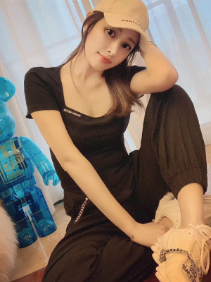 Nazha Gaoyun genuine YOUNG buyer shop Masion.w2019 new product solid color slim T-shirt short female